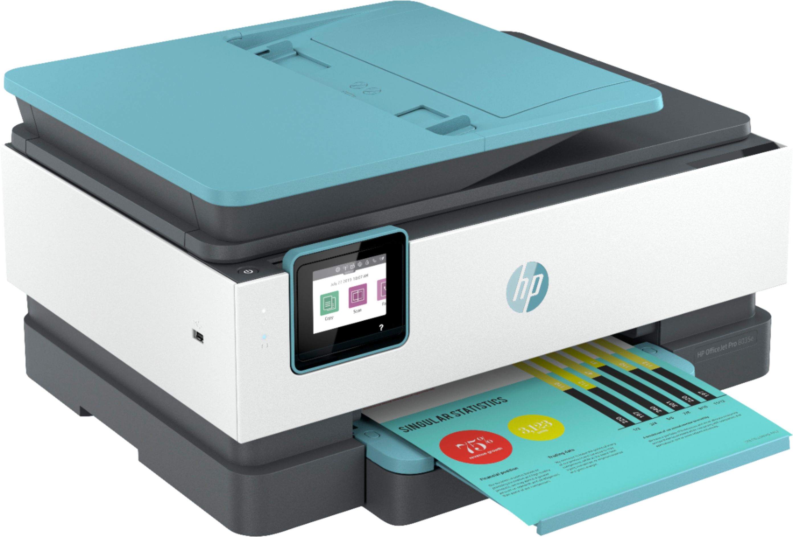 Angle View: HP - OfficeJet Pro 8035e Wireless All-In-One Inkjet Printer with up to 12 months of Instant Ink Included with HP+ - Oasis