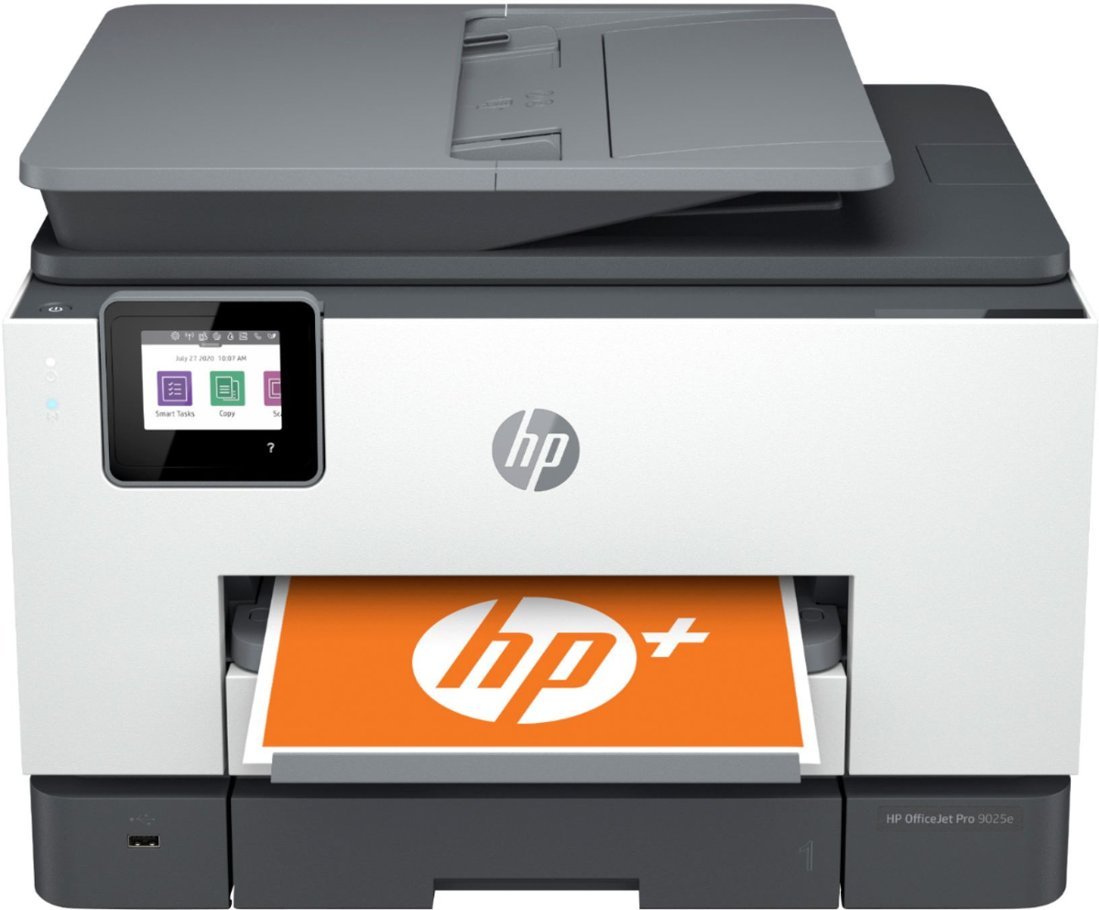 Zoom in on Front Zoom. HP - OfficeJet Pro 9025e Wireless All-In-One Inkjet Printer with 6 months of Instant Ink Included with HP+ - White.