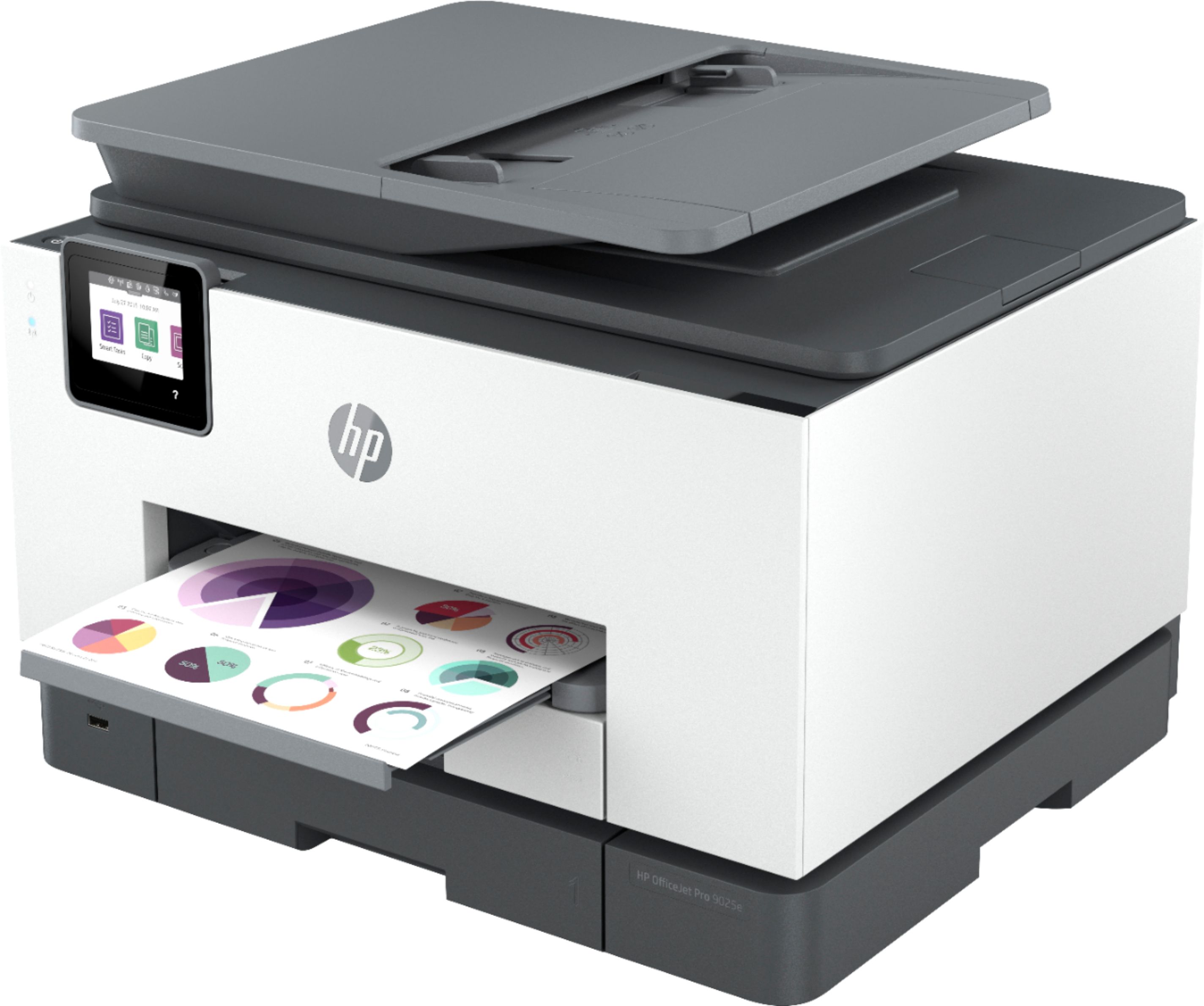 Left View: HP - OfficeJet Pro 9025e Wireless All-In-One Inkjet Printer with 6 months of Instant Ink Included with HP+ - White