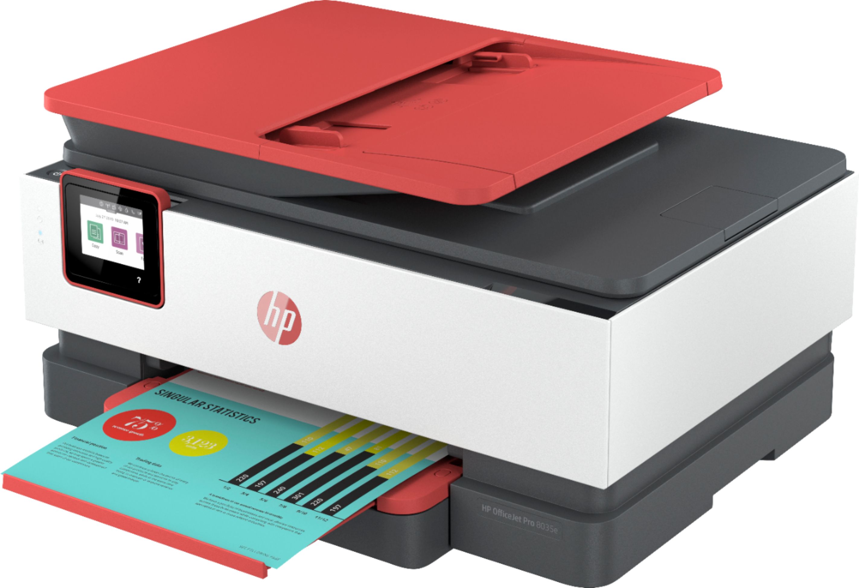 Angle View: HP - OfficeJet Pro 8035e Wireless All-In-One Inkjet Printer with up to 12 months of Instant Ink Included with HP+ - Coral