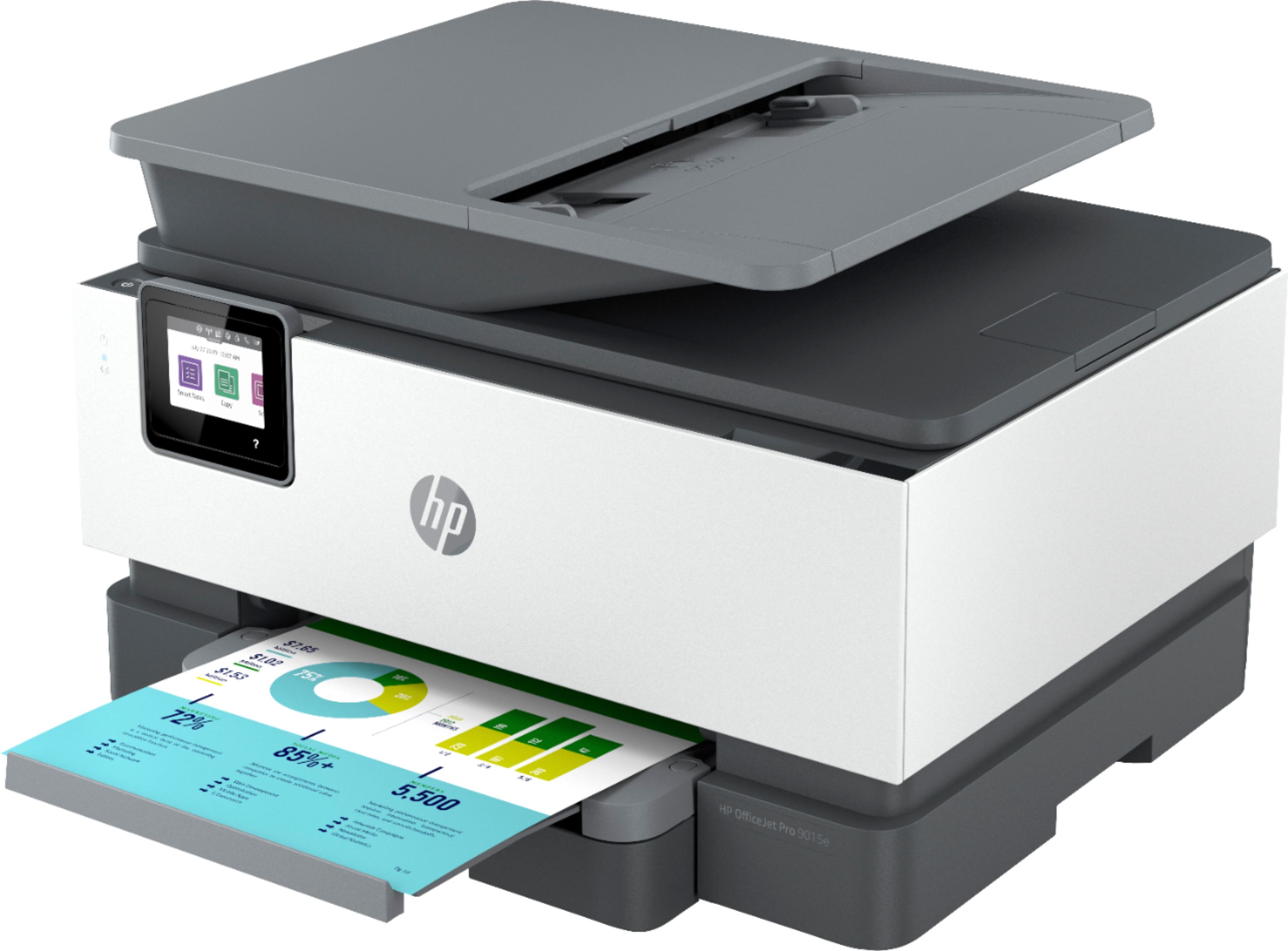 Angle View: HP - OfficeJet Pro 9015e Wireless All-In-One Inkjet Printer with 6 months of Instant Ink Included with HP+ - White