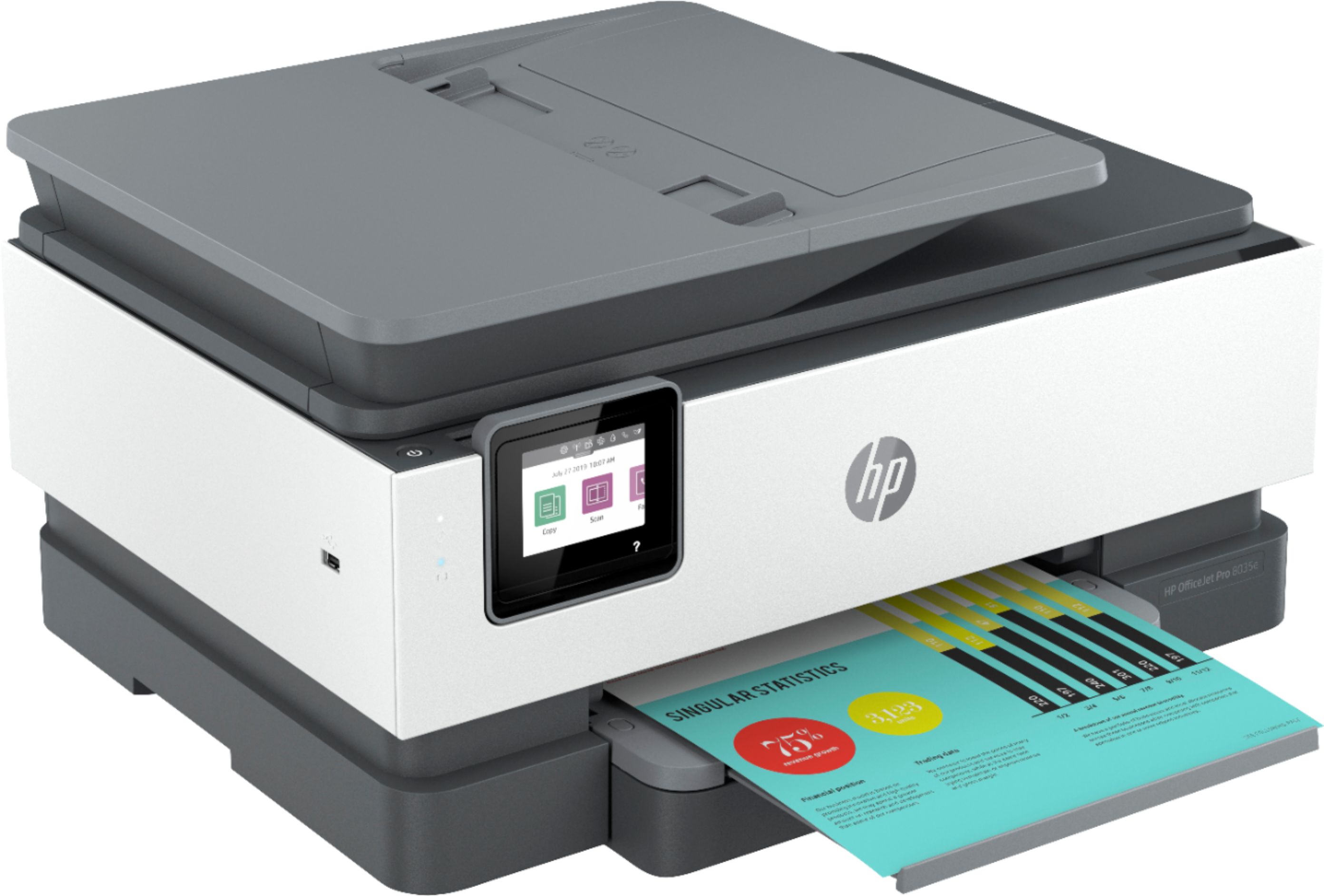 Angle View: HP - OfficeJet Pro 8035e Wireless All-In-One Inkjet Printer with up to 12 months of Instant Ink Included with HP+ - Basalt
