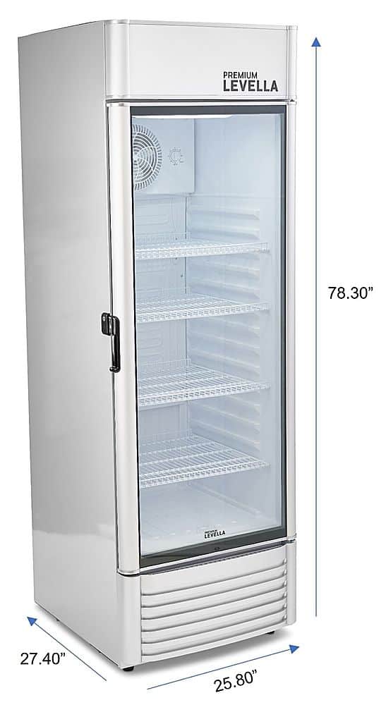 Alt View 2. Premium Levella - 15.5 cu. ft. 1-Door Commercial Merchandiser Refrigerator Glass-Door Beverage Display Cooler - Silver.