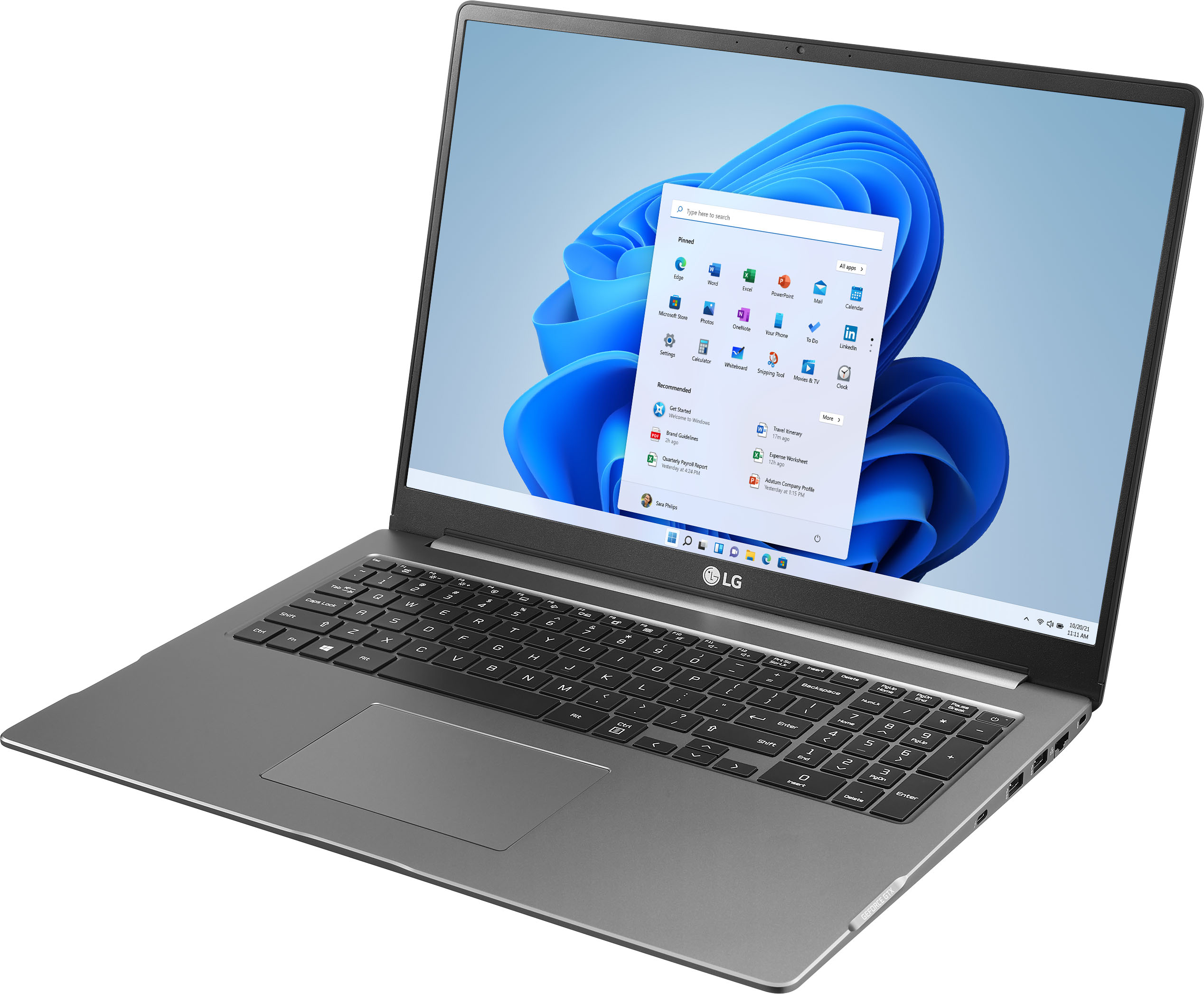Left View: LG - Ultra PC 17.0” Laptop - Intel Core i7-1165G7 - 16GB Memory - NVIDIA GeForce GTX 1650 Ti - 512GB SSD - Grey