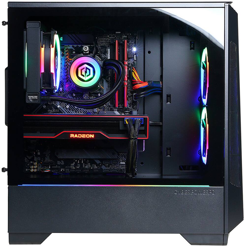 Left View: CyberPowerPC Gamer Supreme Liquid Cool Gaming Desktop AMD Ryzen 9 5950X 32GB RAM AMD Radeon RX 6800 XT 1TB HDD 1TB SSD