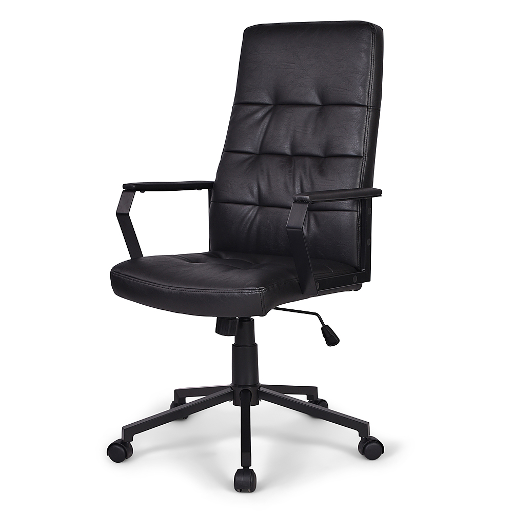 Angle View: Simpli Home - Foley Swivel Office Chair - Distressed Black