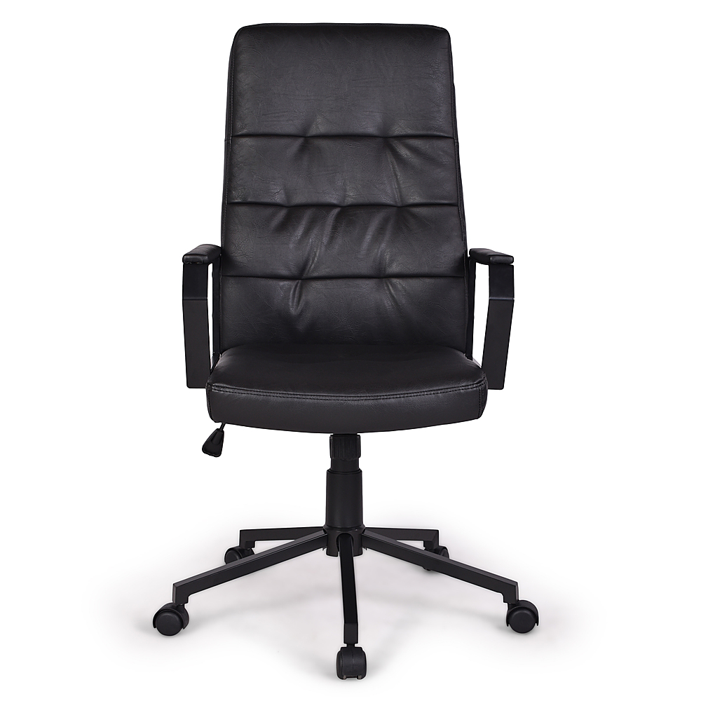 Left View: Simpli Home - Foley Swivel Office Chair - Distressed Black
