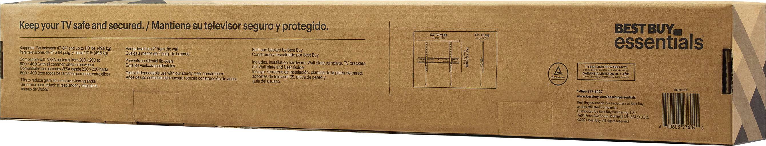 Alt View 18. Best Buy essentials™ - Tilting TV Wall Mount for Most 47–84" TVs - Black.