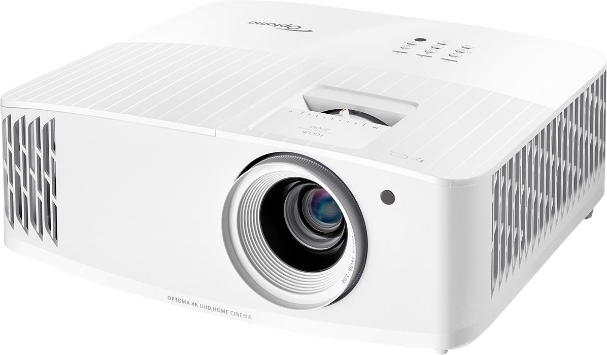Left View: Optoma - UHD35 True 4K UHD Next Generation Gaming Projector with 3600 Lumens, 4.2ms Response Time with Enhanced Gaming Mode - White