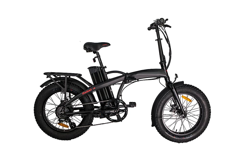 Glarewheels - Electric Bike Fat Tire Foldable w/40 mile range and up to 25mph. - black