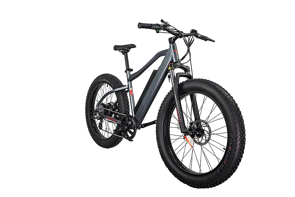 Left View: Glarewheels - Electric Mountain Bike Fat Tire with 40 mile range and up to 25mph. - GRAY