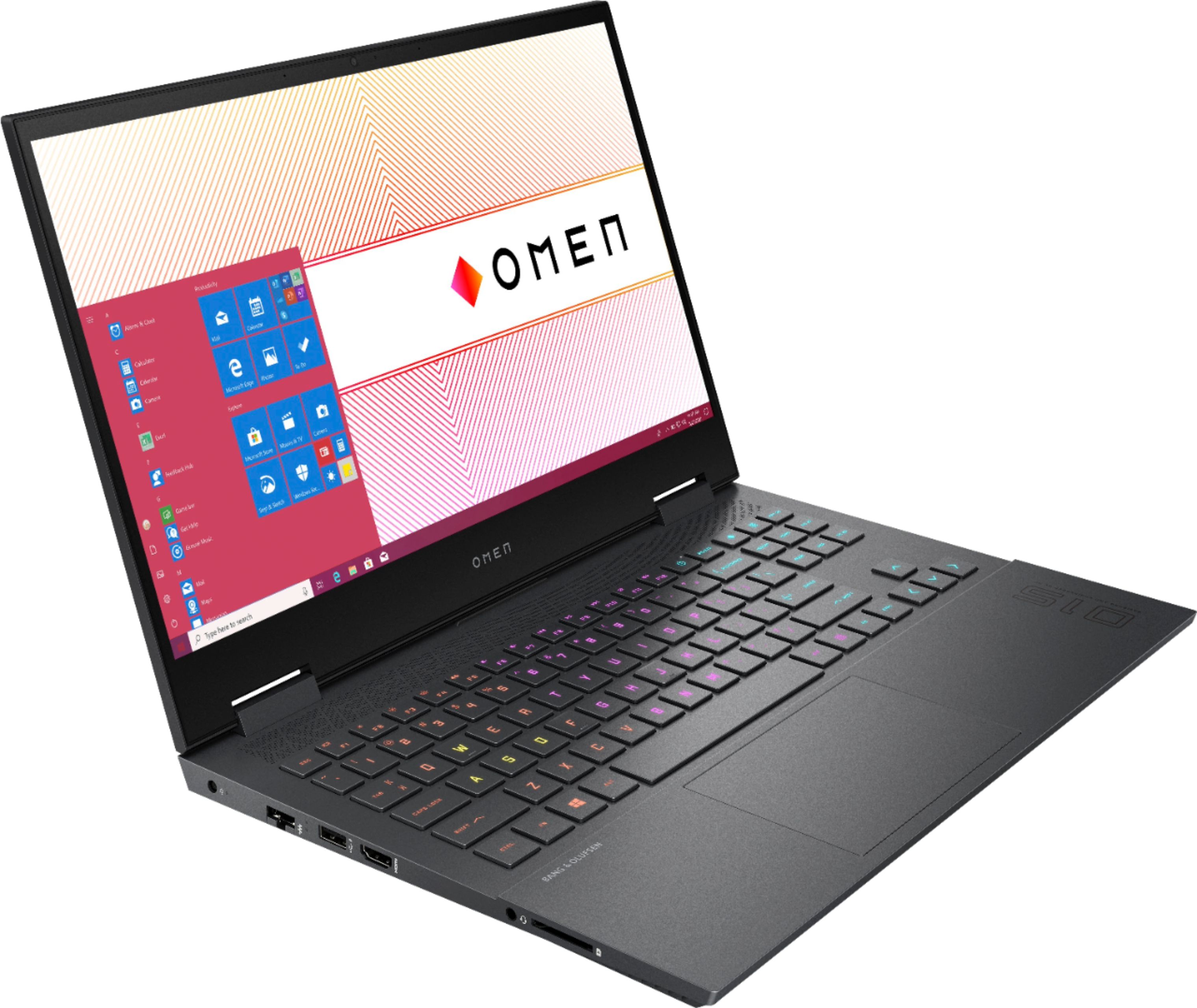 Angle View: HP OMEN - 15.6" Gaming Laptop - AMD Ryzen 7 - 16GB Memory - NVIDIA GeForce RTX 3060 - 512GB SSD - Mica Silver