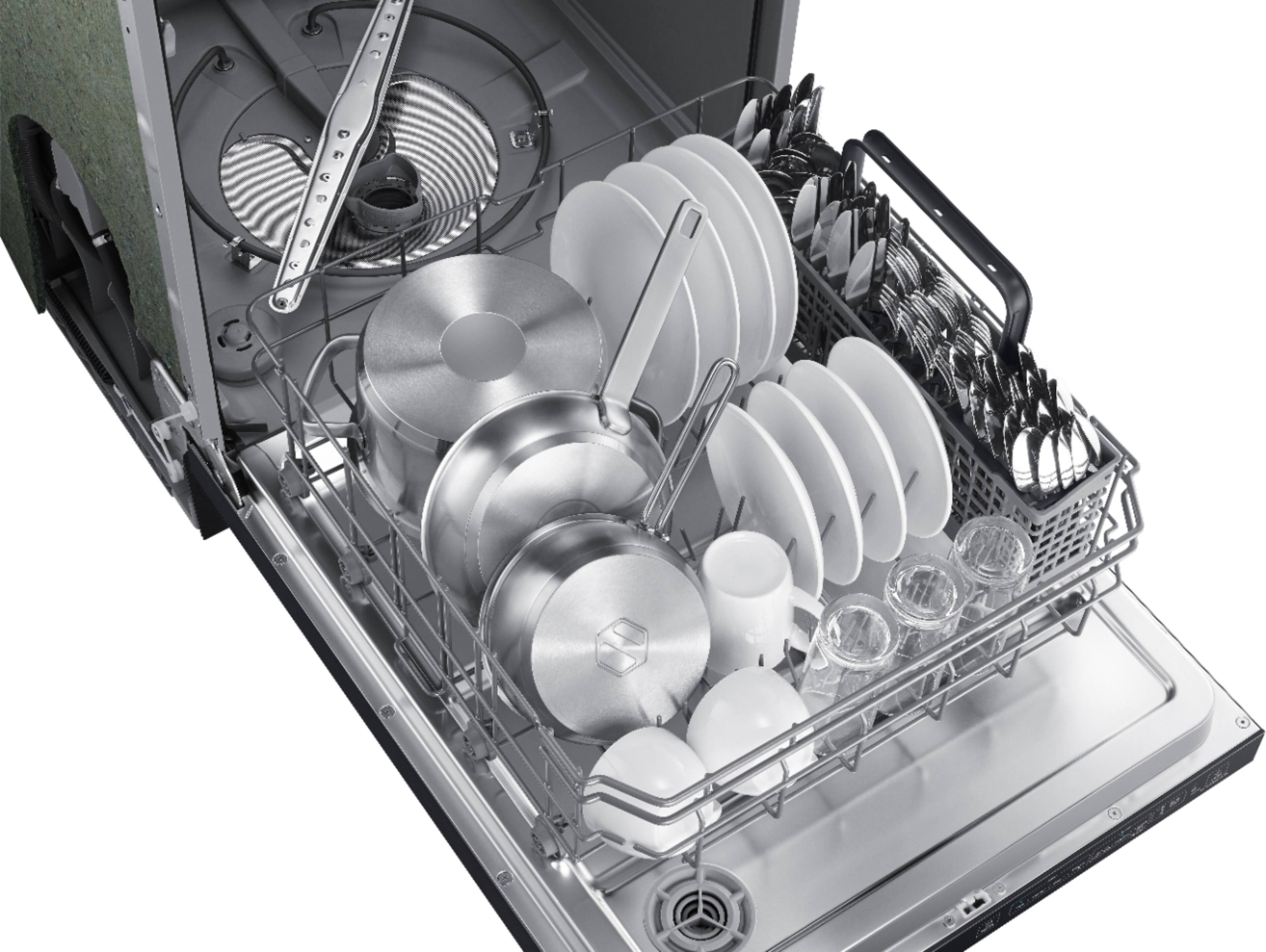 Alt View 20. Samsung - 24" Top Control Built-In Dishwasher with Adjustable 3rd Rack, 55dBA - Black Stainless Steel.