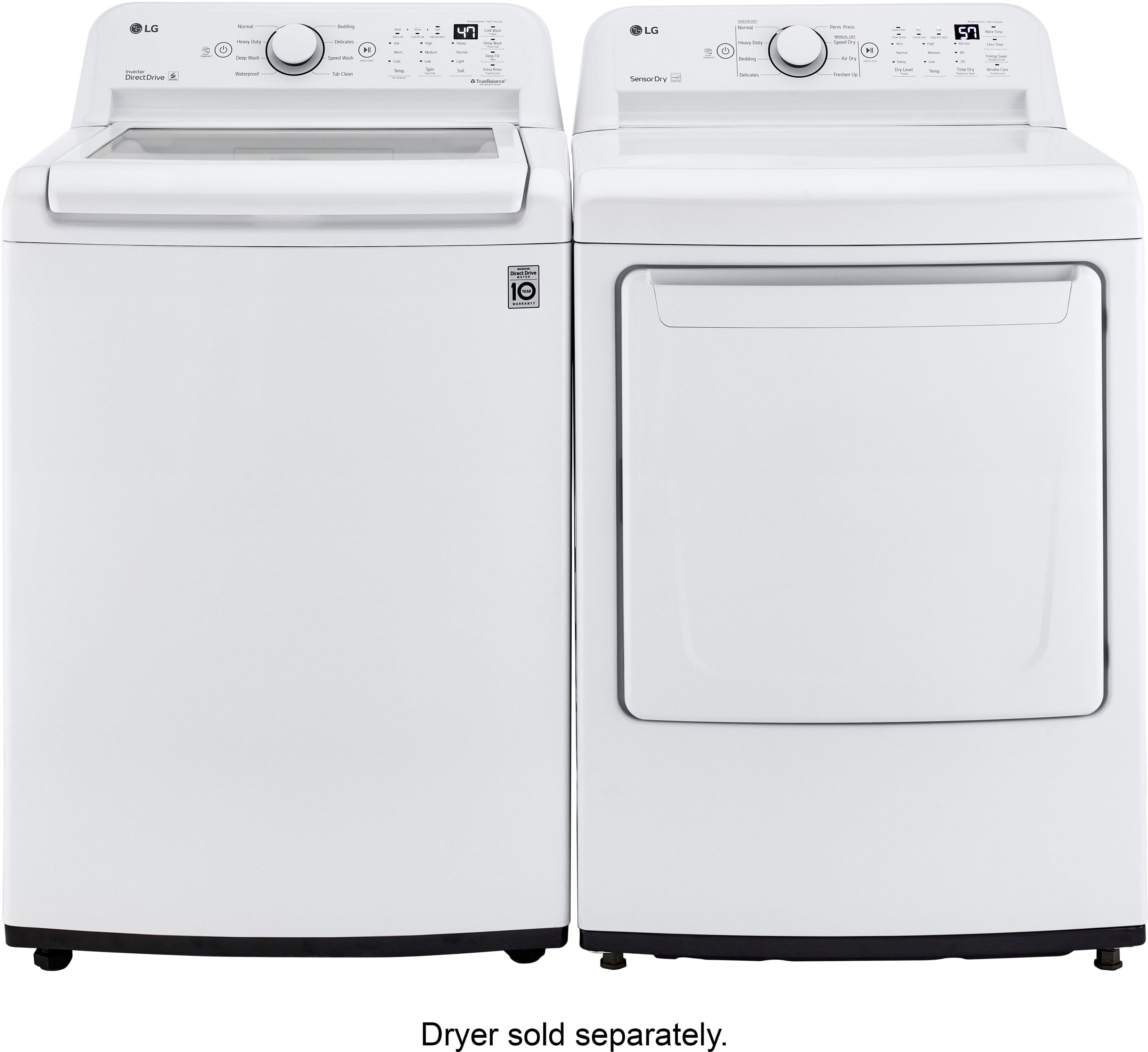 Alt View 14. LG - 4.3 Cu. Ft. High-Efficiency Top Load Washer with TurboDrum Technology - White.