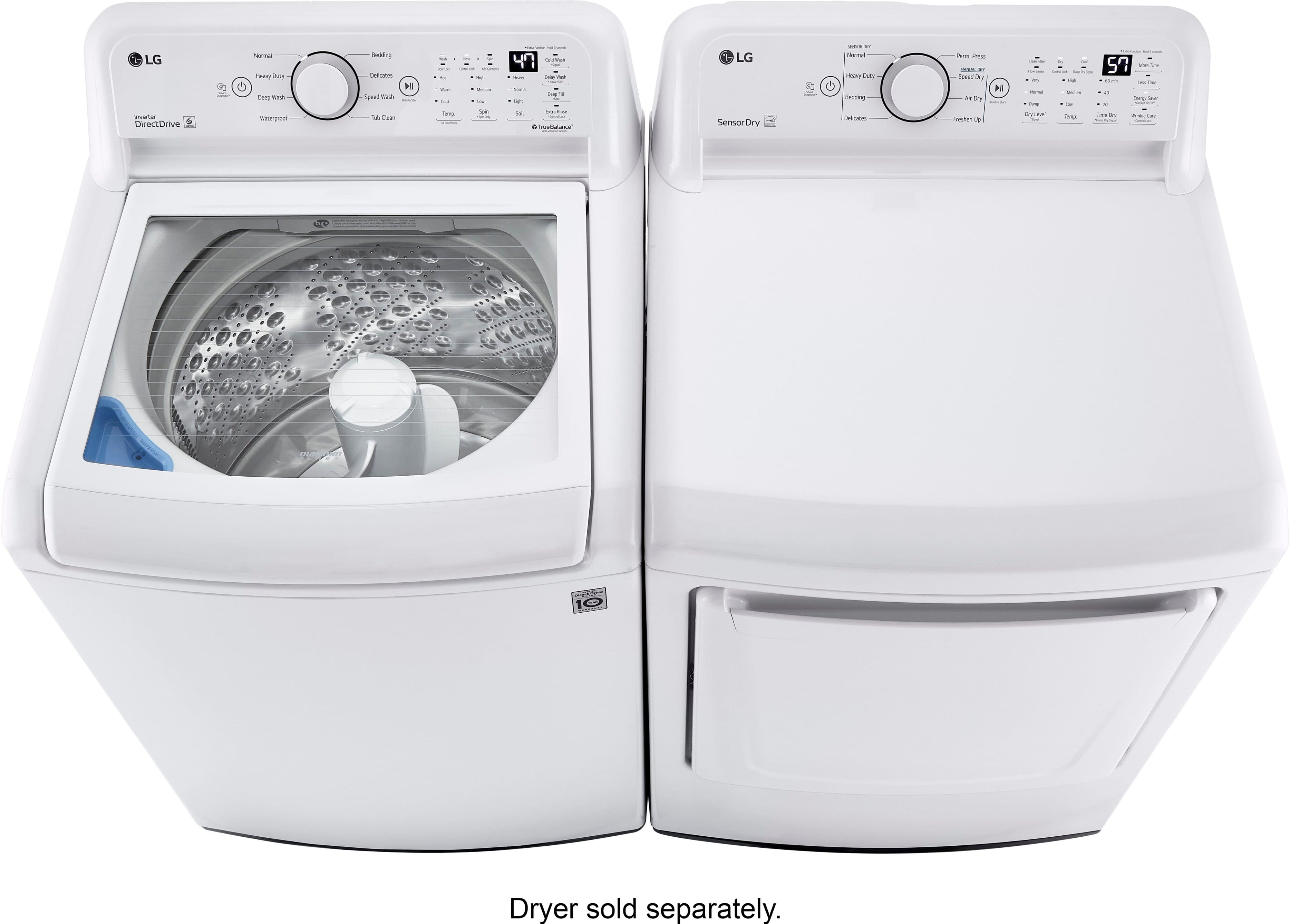 Alt View 16. LG - 4.3 Cu. Ft. High-Efficiency Top Load Washer with TurboDrum Technology - White.