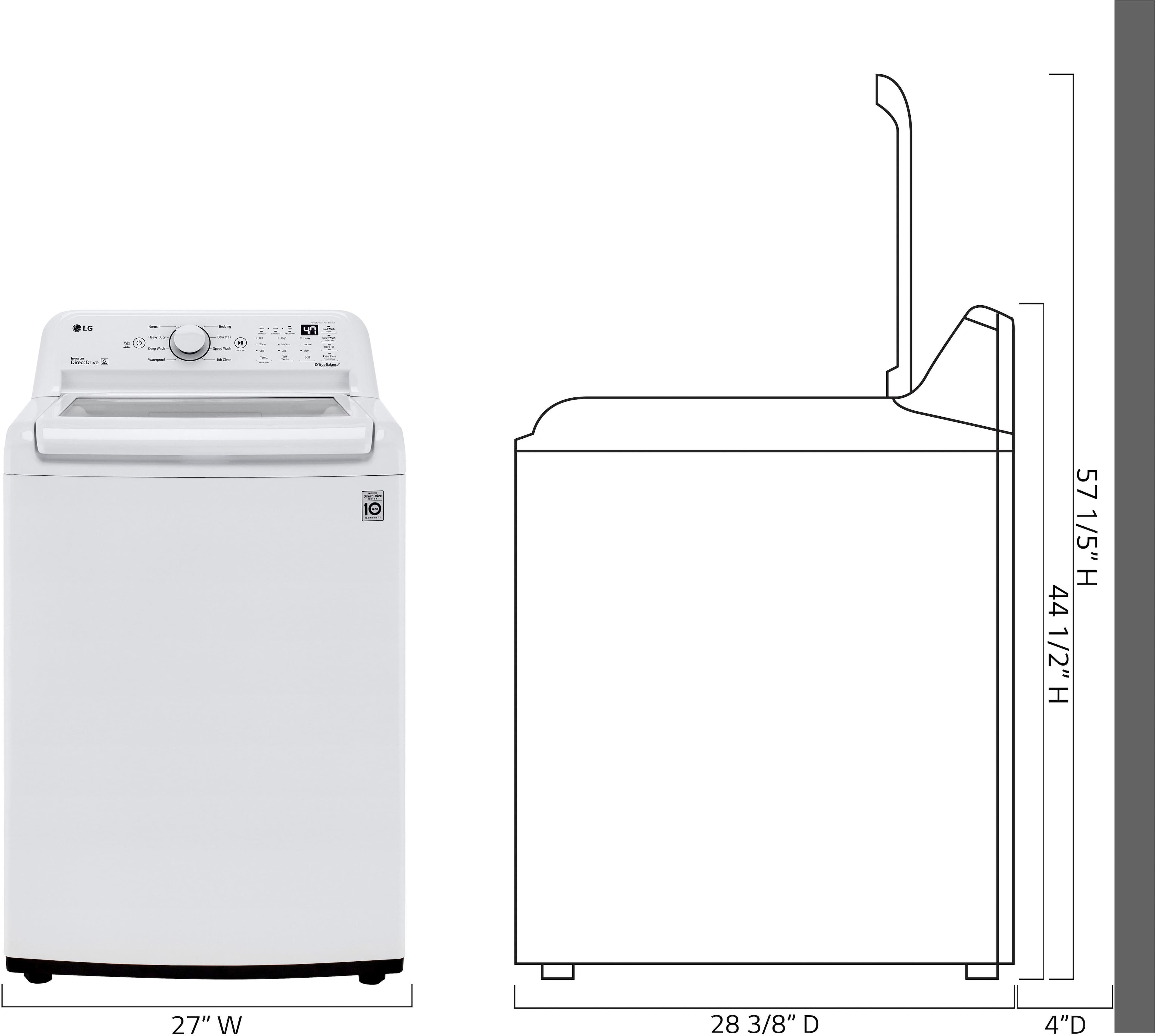 Left. LG - 4.3 Cu. Ft. High-Efficiency Top Load Washer with TurboDrum Technology - White.