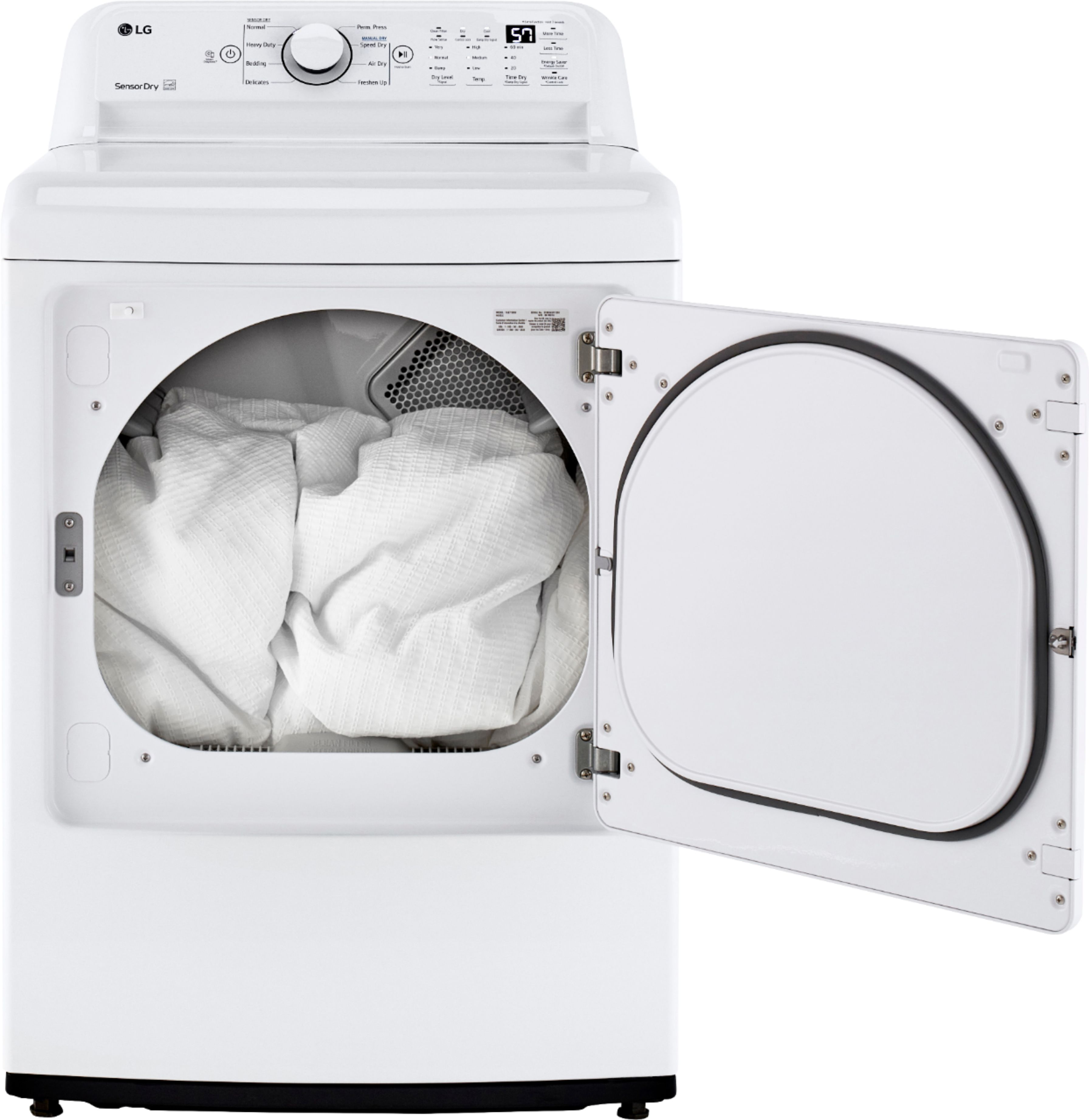 Left View: LG - 7.3 cu ft Electric Dryer with Sensor Dry - White