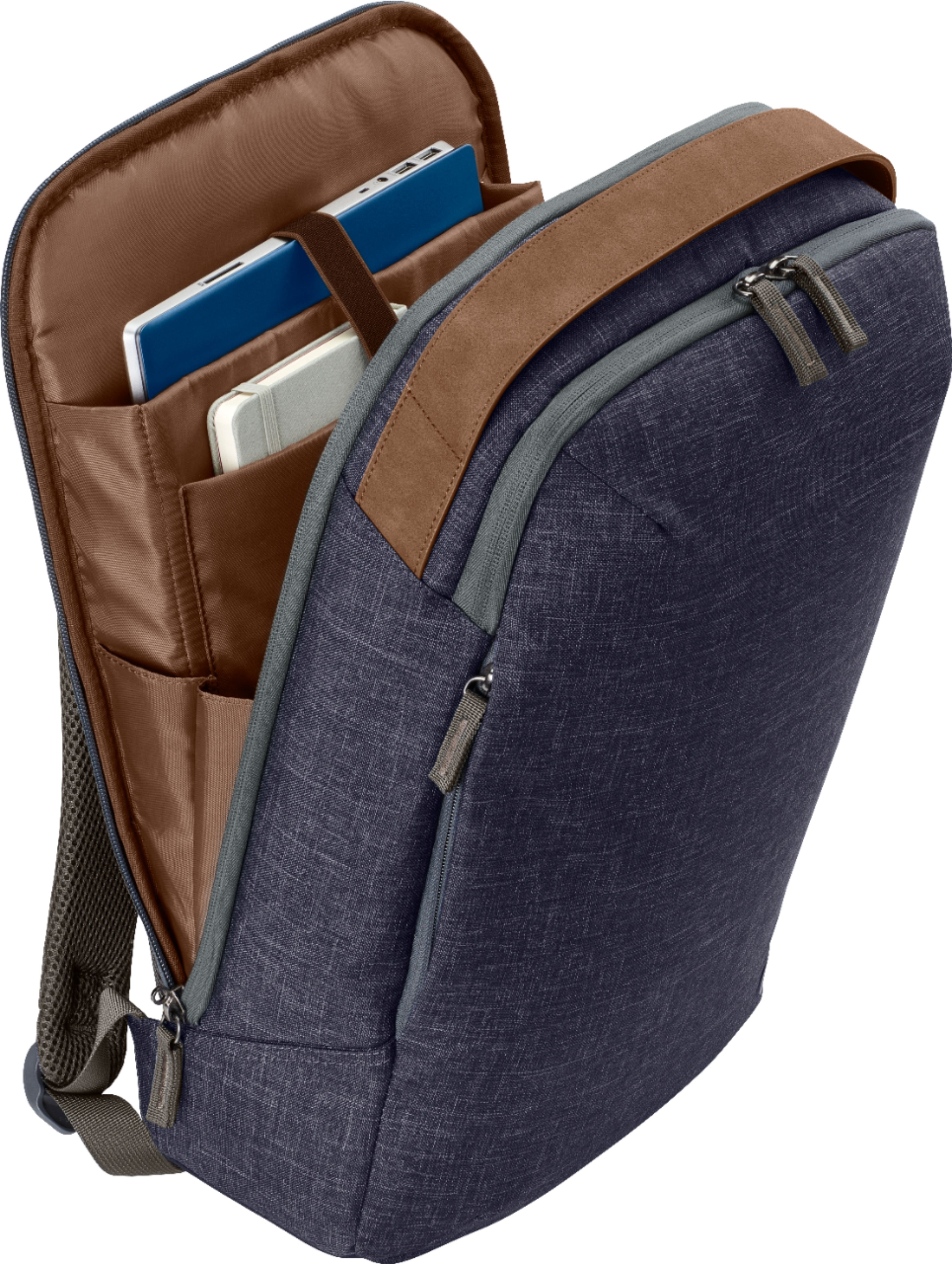 Left View: HP - Renew Backpack for Laptop up to 15.6" - Navy - Navy