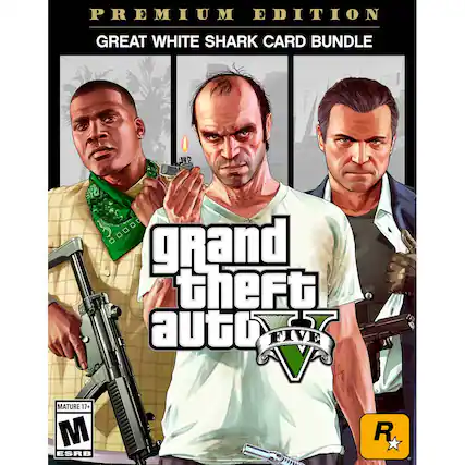 Front. Take 2 Interactive - Grand Theft Auto V: & Great White Shark Card Bundle. - M (Mature 17+)