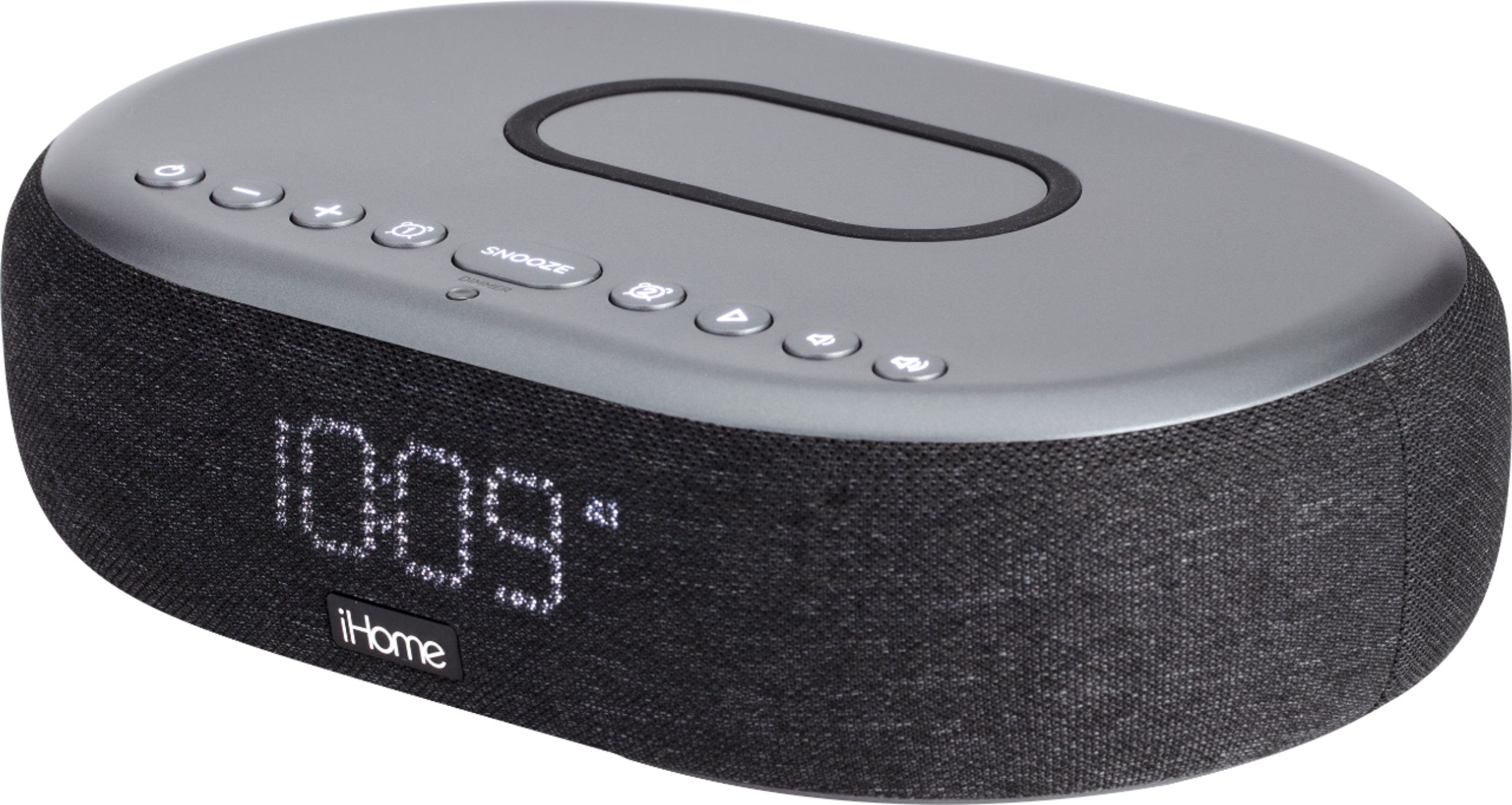 Angle View: iHome - TimeBoost - Bluetooth Stereo Alarm Clock with Speakerphone, Wireless Charging and USB Charging - Black/Gunmetal