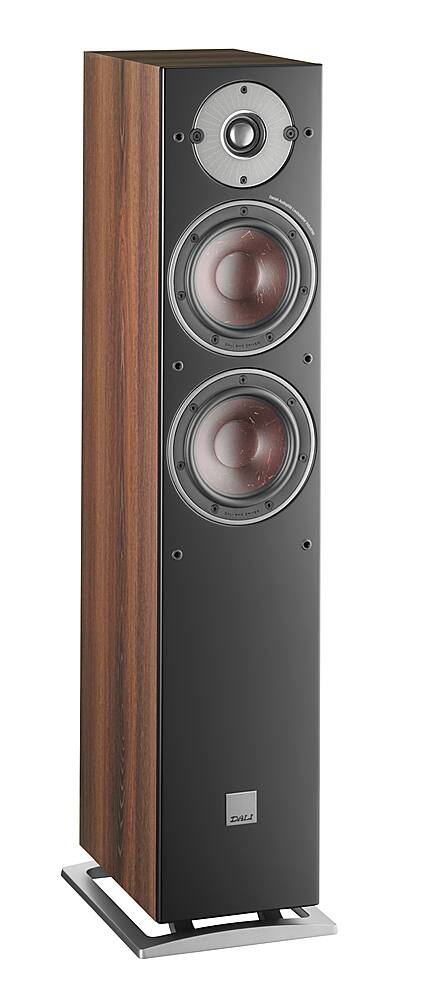 Angle. DALI - DALI Oberon 5 Floorstanding Speakers - PAIR - Dark Walnut.