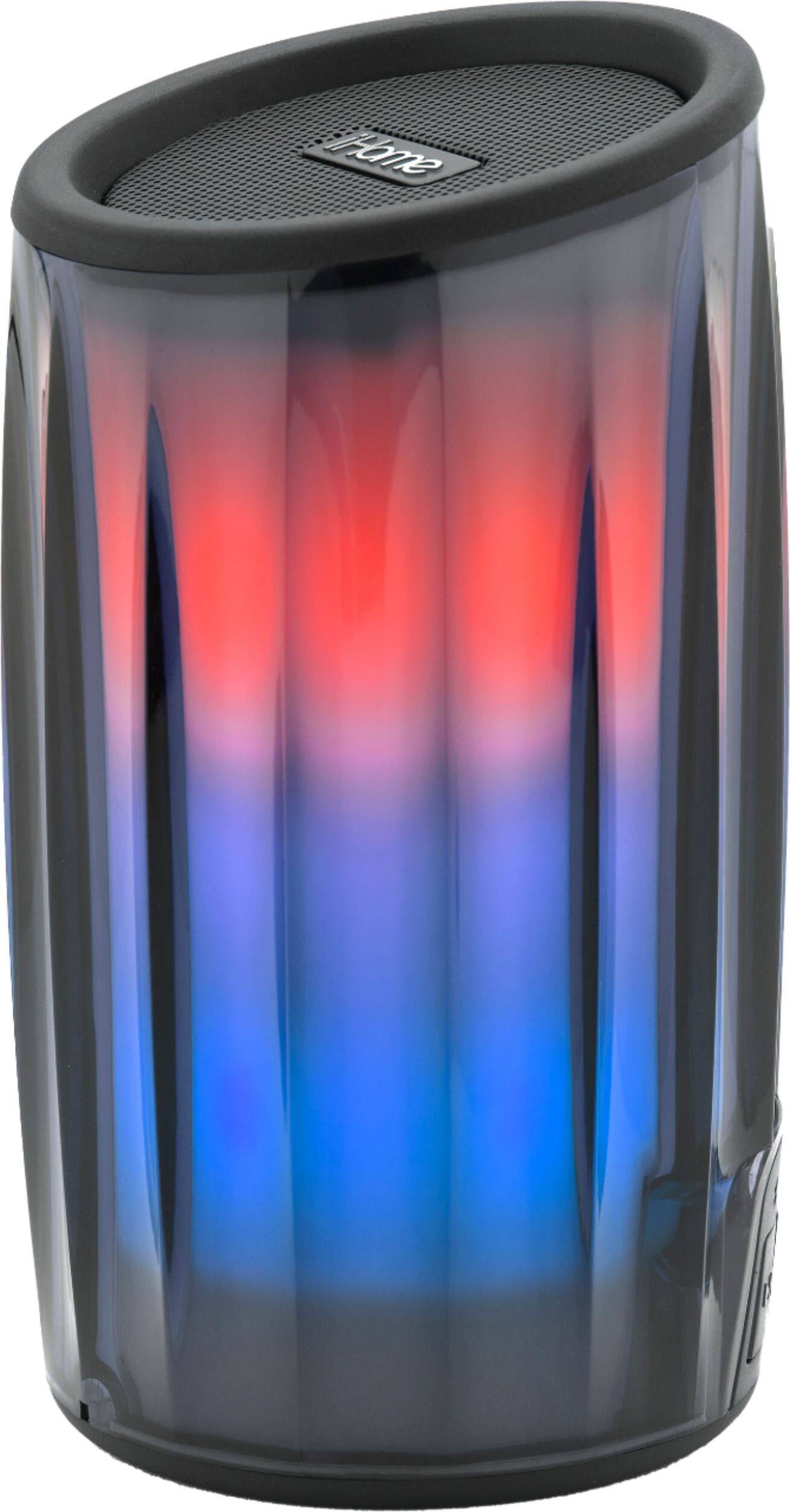 Angle. iHome - PlayGlow - Rechargeable Color Changing Portable Bluetooth Speaker - Black.