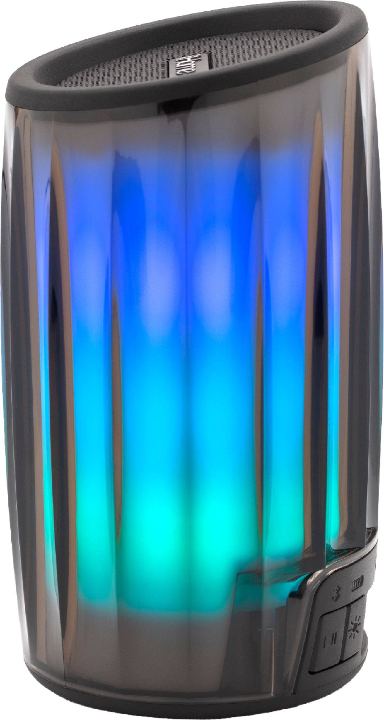 Left. iHome - PlayGlow - Rechargeable Color Changing Portable Bluetooth Speaker - Black.