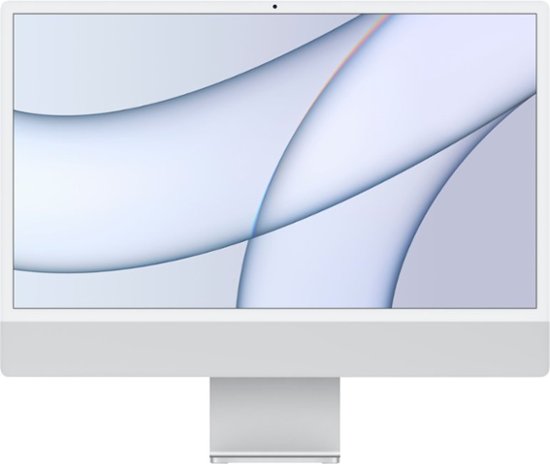 Front. Apple - iMac 24" with Retina 4.5K display All-In-One - Apple M1 - 8GB Memory - 256GB SSD - w/Touch ID - Silver.
