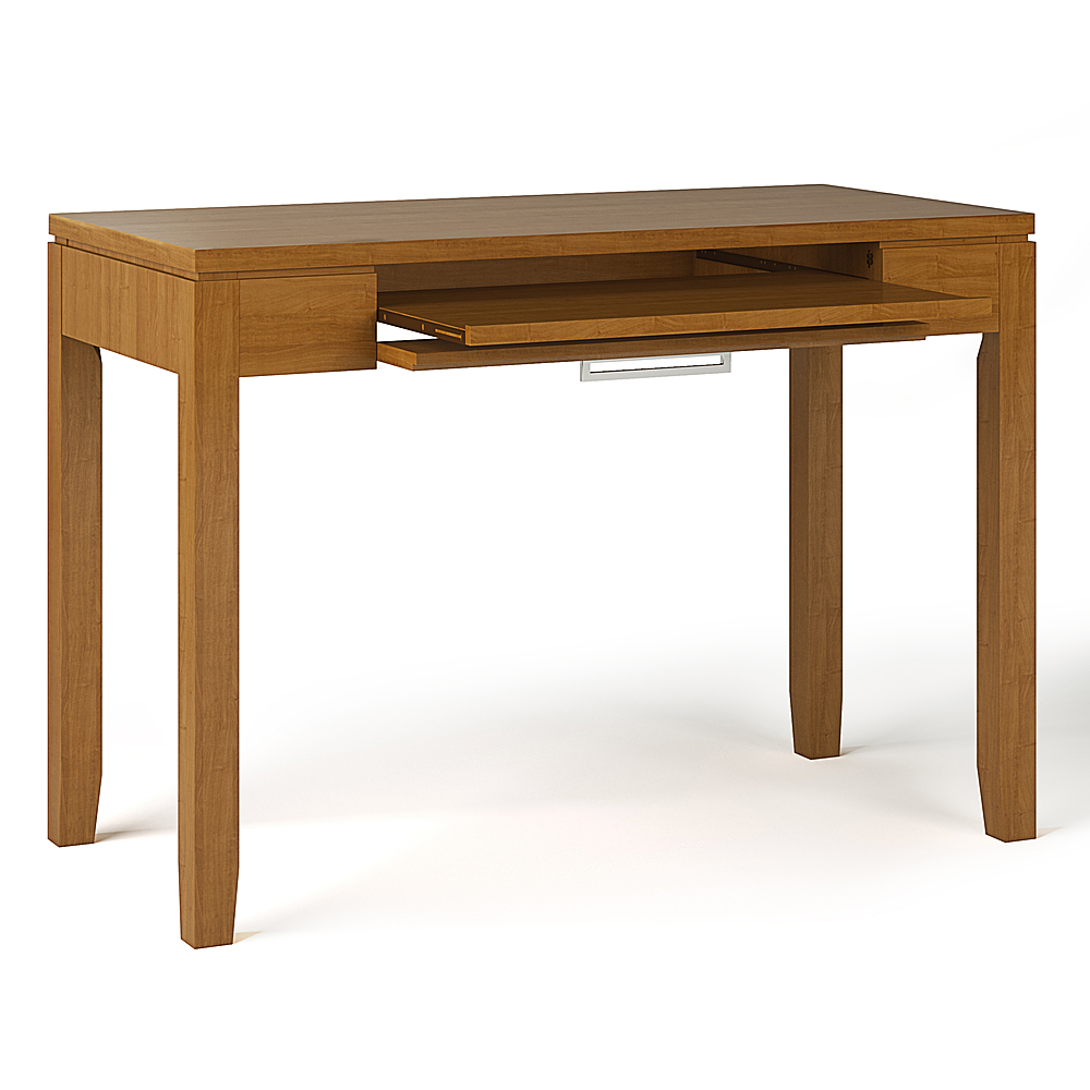 Left View: Simpli Home - Cosmopolitan SOLID WOOD Contemporary 42 inch Wide Home Office Desk in - Light Golden Brown