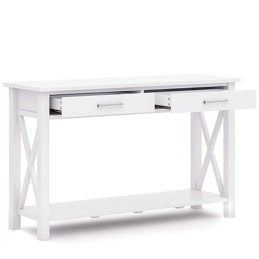 Left View: Simpli Home - Kitchener Console Sofa Table - White