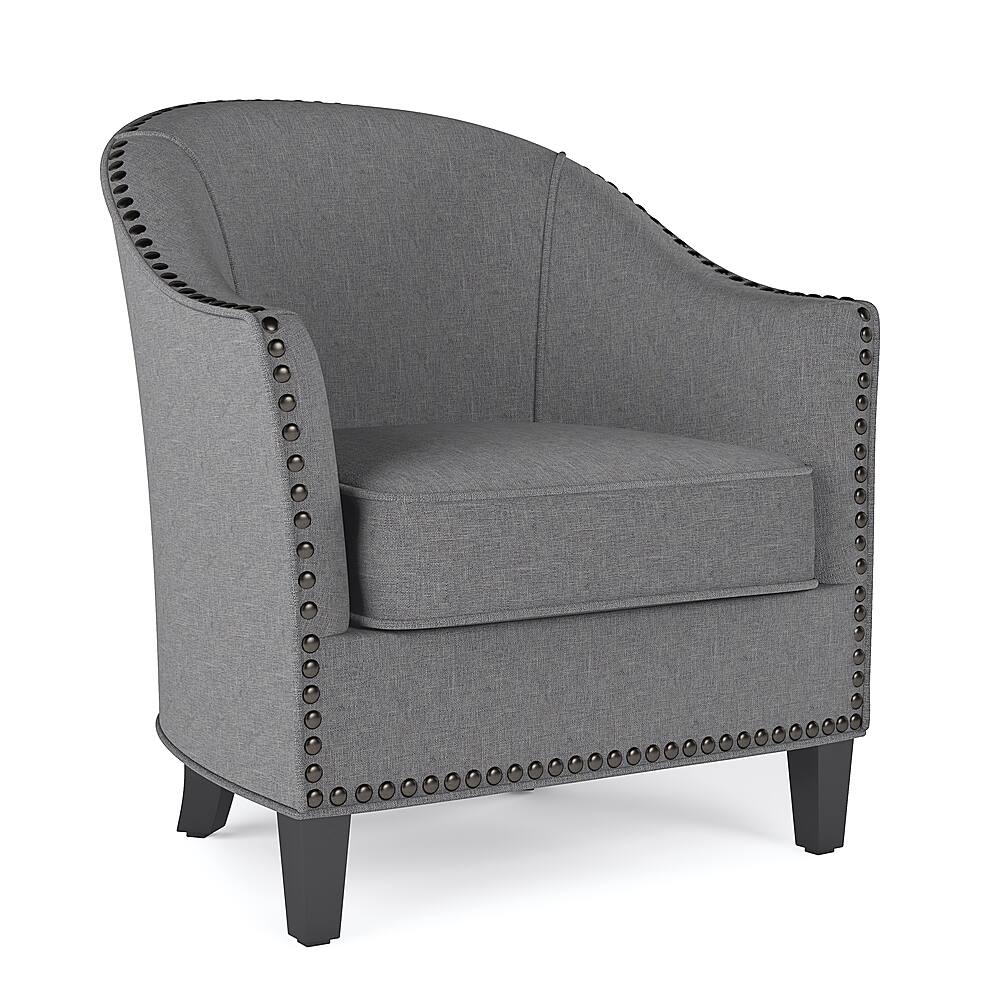 Angle View: Simpli Home - Kildare 29 inch Wide Transitional Tub Chair in Linen Look Fabric - Slate Grey