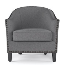 Simpli Home - Kildare 29 inch Wide Transitional Tub Chair in Linen Look Fabric - Slate Grey - Front_Zoom
