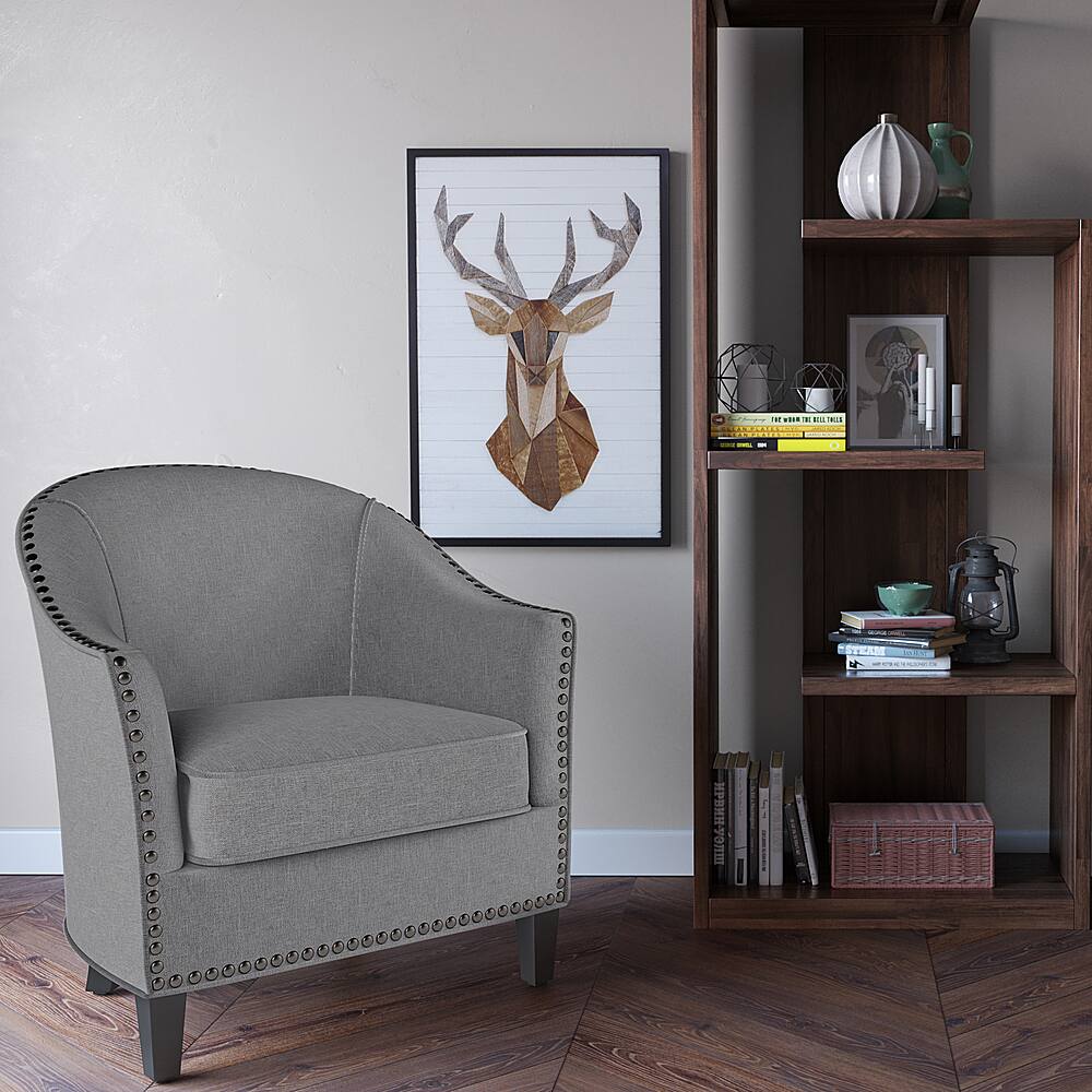 Simpli Home Kildare 29 inch Wide Transitional Tub Chair in Linen Look