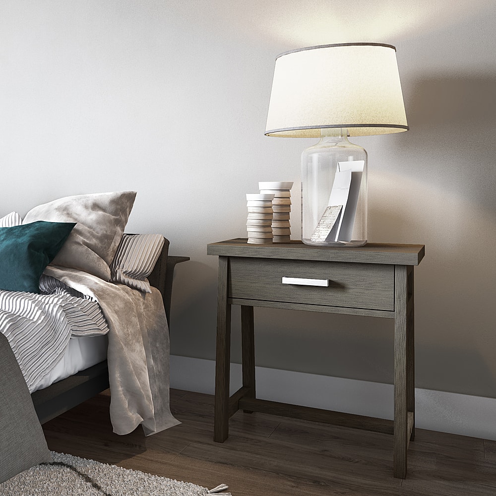 grey bedside table