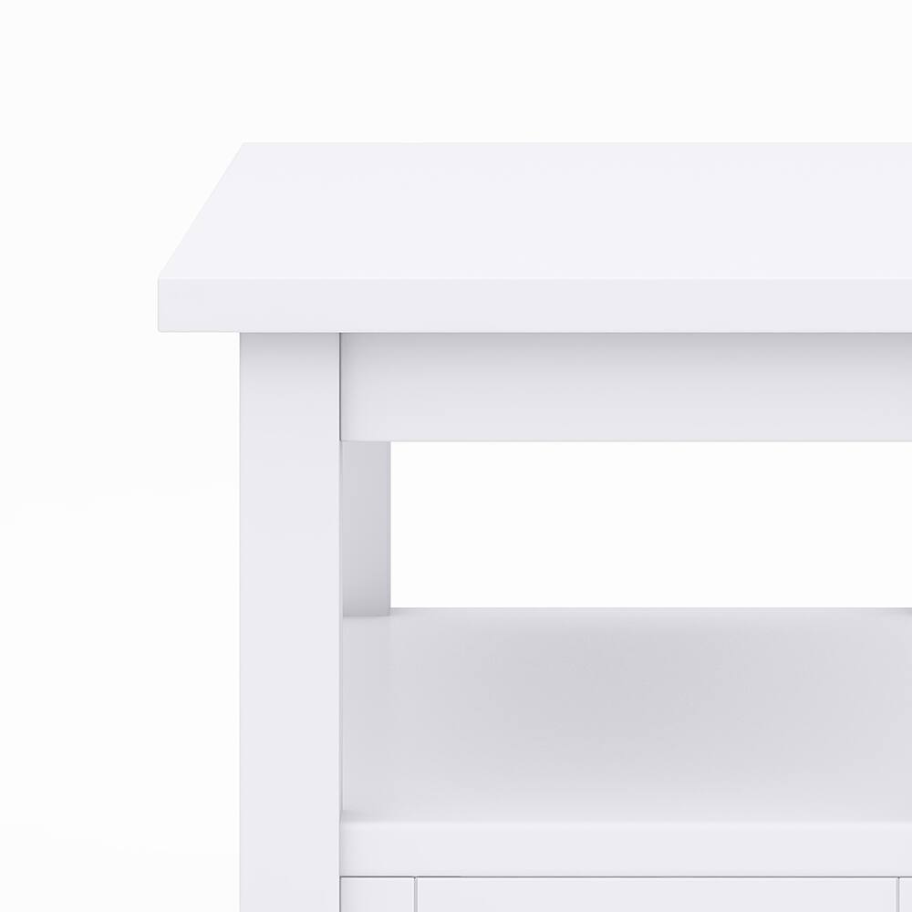 Left View: Simpli Home - Warm Shaker SOLID WOOD 14 inch Wide Rectangle Transitional Narrow Side Table in - White