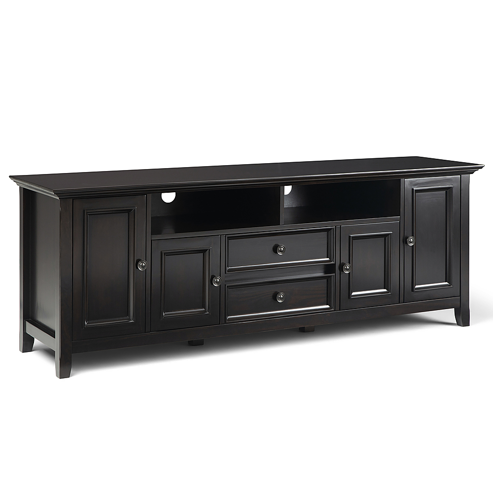 Angle View: Simpli Home - Amherst SOLID WOOD 72 inch Wide Transitional TV Media Stand in Hickory Brown For TVs up to 80 inches - Hickory Brown