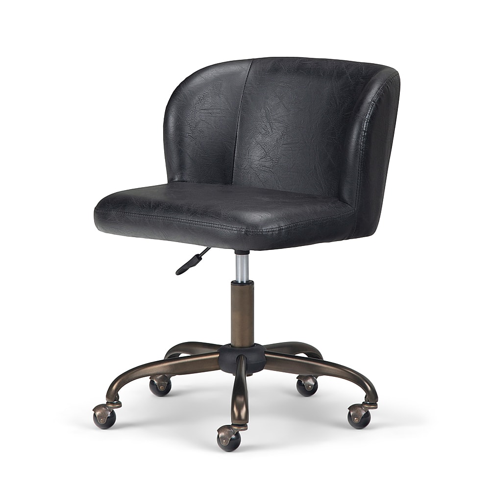 Angle View: Simpli Home - Sheehan Swivel Office Chair - Distressed Black