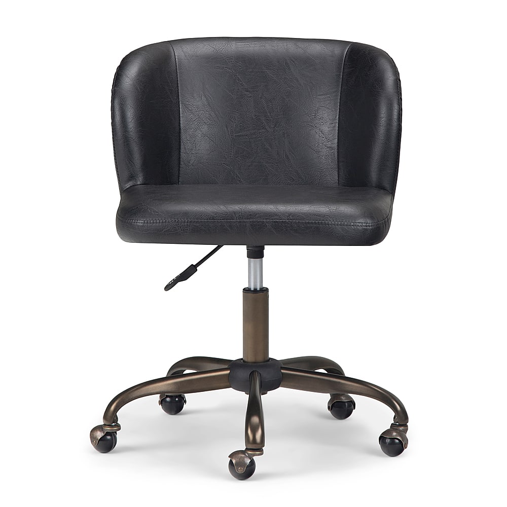 Left View: Simpli Home - Sheehan Swivel Office Chair - Distressed Black