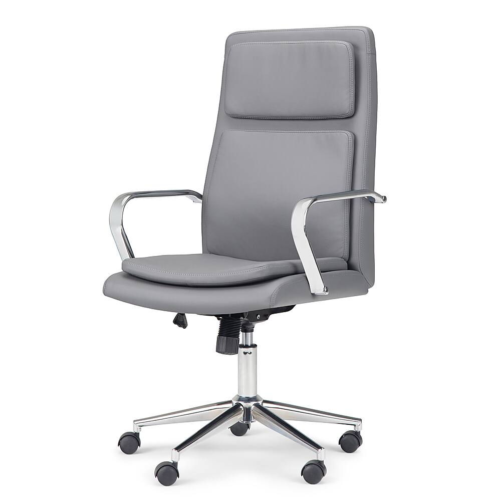 Left View: Simpli Home - Swanson Swivel Office Chair - Stone Grey