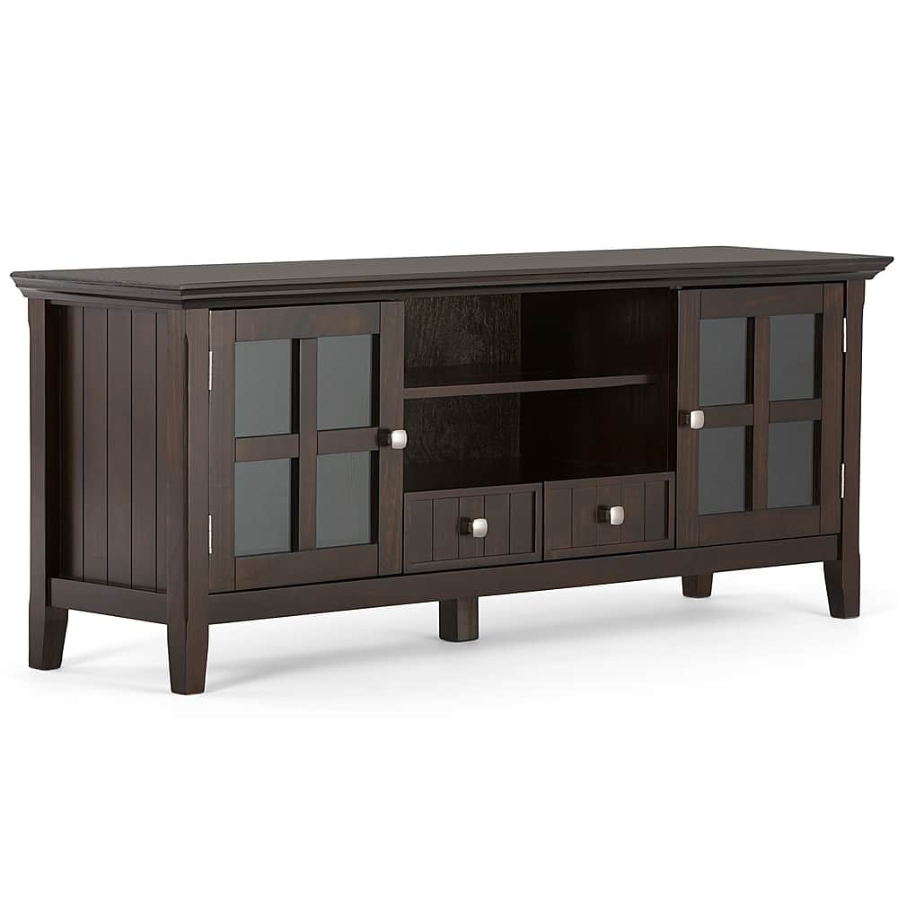 Angle View: Simpli Home - Acadian SOLID WOOD 60 inch Wide Transitional TV Media Stand in Brunette Brown For TVs up to 65 inches - Brunette Brown