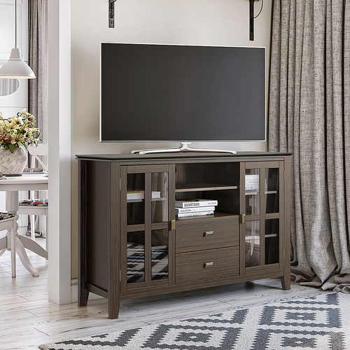Simpli Home - Artisan SOLID WOOD 53 inch Wide Transitional TV Media Stand in Farmhouse Brown For TVs up to 60 inches - Farmhouse Brown