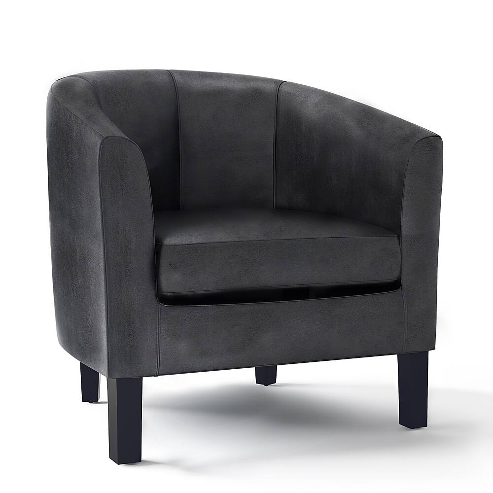 Angle. Simpli Home - Austin 30 inch Wide Tub Chair - Distressed Black.