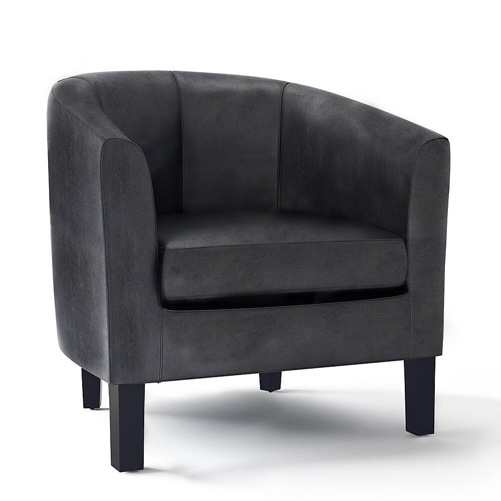 Angle View: Simpli Home - Austin 30 inch Wide Tub Chair - Distressed Black