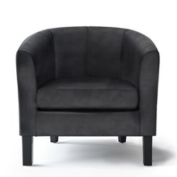 Simpli Home - Austin 30 inch Wide Tub Chair - Distressed Black - Front_Zoom