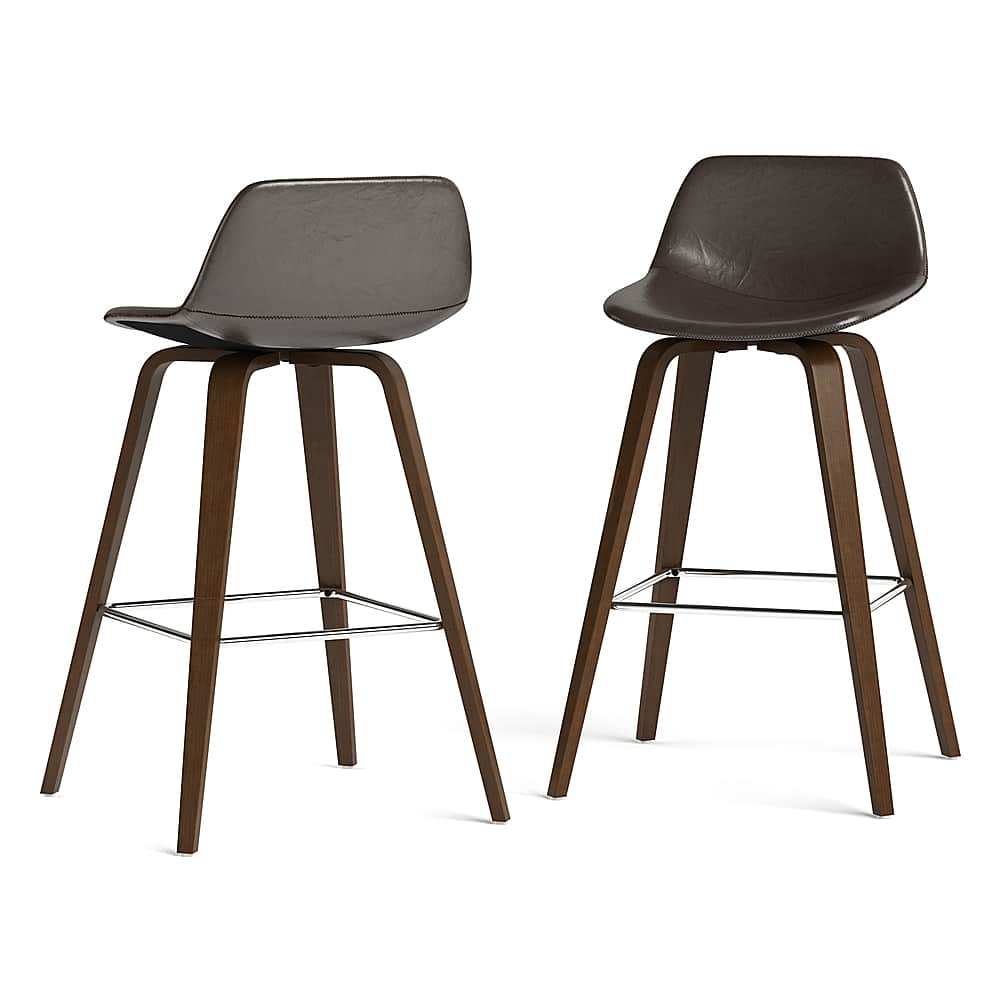 Angle View: Simpli Home - Randolph Bentwood Counter Height Stool (Set of 2) - Dark Brown