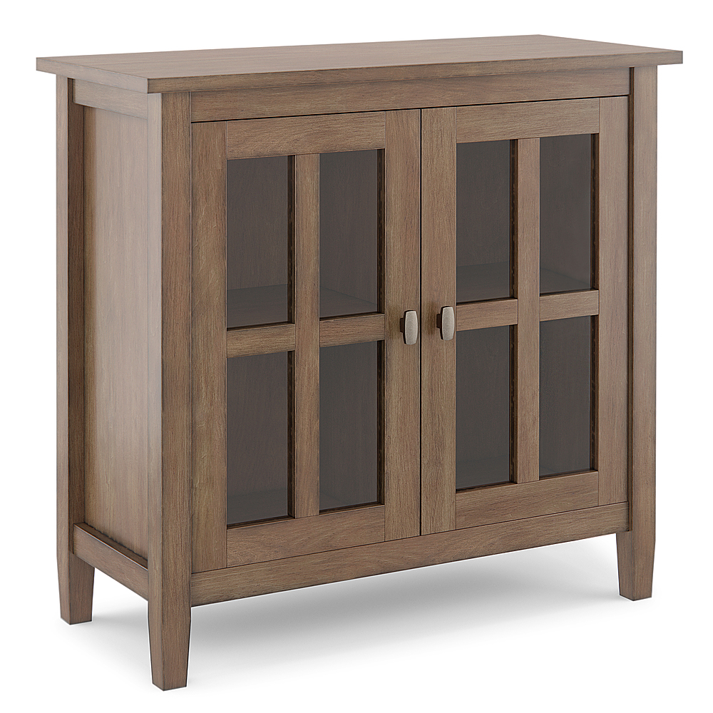 Angle View: Simpli Home - Warm Shaker SOLID WOOD 32 inch Wide Transitional Low Storage Cabinet in - Rustic Natural Aged Brown