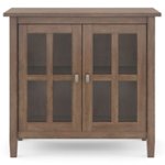 Front. Simpli Home - Warm Shaker SOLID WOOD 32 inch Wide Transitional Low Storage Cabinet in Rustic Natural Aged Brown - Rustic Natural Aged Brown.