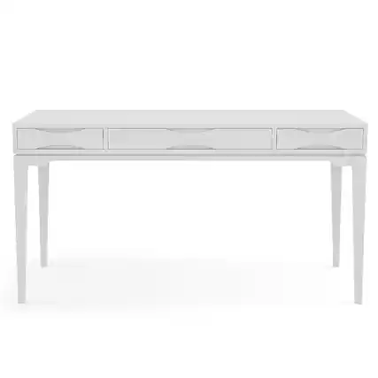 Front. Simpli Home - Harper SOLID HARDWOOD Mid Century Modern 60 inch Wide Desk in White - White.
