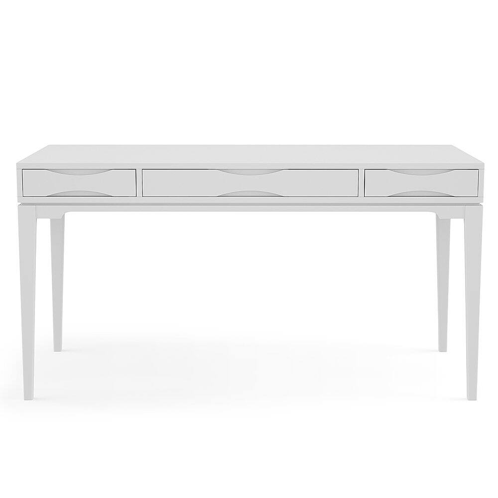 Front. Simpli Home - Harper SOLID HARDWOOD Mid Century Modern 60 inch Wide Desk in White - White.