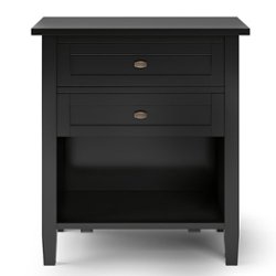 Simpli Home - Warm Shaker SOLID WOOD 24 inch Wide Transitional Bedside Nightstand Table in - Black - Front_Zoom